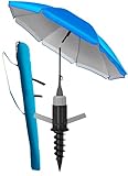 4smile Sonnenschirm Strand SunnyJoy 3-IN-1-SET, Fb. Blau - Strandschirm Ø 180 cm + Bodenhülse +...