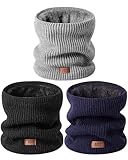 MSDC Schal Herren Winter 3 Stück, Halswärmer Schlauchschal Damen Thermal Dick Warm mit Fleece...