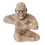 NOVICA Archäologische Keramik-Skulptur, 9,25' hoch, ‚Olmeken Wrestler‘ Grau 6.75