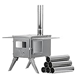 CampFeuer Edelstahl Zeltofen | 51,5 x 42 x 216 cm | silber | Tragbarer Holzofen für Camping,...