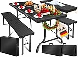 KESSER® Bierzeltgarnitur 3-teilig Set Tisch & 2x Bank | Buffettisch für drinnen & draußen...