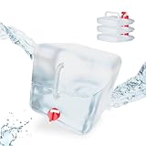 Relaxdays Faltkanister 4er Set, 20 l, Hahn, Schraubdeckel, Tragegriff, Wasserkanister Camping,...