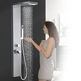 JNGLGO Duschpaneel Edelstahl Duschsystem Silber mit Thermostat Duschsäule Duschset Gebürstet...