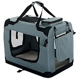 PET VIOLET Hundetransportbox Hundebox Faltbar Auto Transporttasche Hunde Katzen Tragetasche 70x52x50...