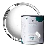 MissPompadour abwaschbare Wandfarbe Weiß mit Weiß 1L - hohe Deckkraft & Ergiebigkeit - matte,...