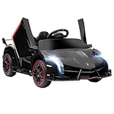 HOMCOM Kinder Elektroauto 12V Kinderauto mit Anzeige, Fernbedienung, Kinderfahrzeug mit Bluetooth,...