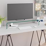 Fasba TV-Tisch/Bildschirmerhöhung Glas Transparent 80x30x13 cm, TV-Board Fernsehtisch Lowboard für...