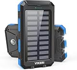 Vikeri Solar Powerbank 26800mAh, Powerbank Solar Wasserdichtes USB C Externer Akku mit 4 Outputs,...