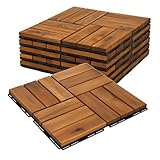6m² Holzfliesen Terrassenfliesen Holz Fliesen Mosaik 30x30 cm - 66 STK Balkonfliesen wetterfest aus...