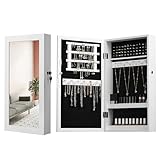 SONGMICS Schmuckschrank, Spiegelschrank, Hängeschrank, abschließbarer Wandschrank, platzsparender...