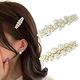 Ypkia 2 Stück Automatisch Perlen Haarspangen Damen Dünnes Haar Haarspange Klein Für Frauen und...
