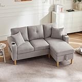 Bladez L-förmiges Sofa mit Chaiselongue – 3-Sitzer Ecksofa mit Stauraum & Getränkehaltern,...