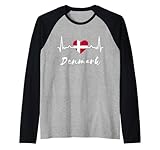 Dänemark Flagge Herzschlag EKG Puls Herz Danish Roots Dansk Raglan