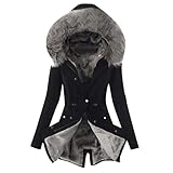 Generisch Damen Winter Mantel mit Kapuze Warmer Wasserdicht Lang Jacke Steppmantel Female...