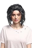 WIG ME UP - 91064-ZA103-silver Perücke Damen Herren Karneval Halloween Schwarz Silber Strähnen...