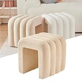 Zedelmaier Hocker mit Holzfüßen – Sitzhocker & Pouf für Wohnzimmer, Schlafzimmer & Flur (Beige)