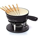 Bonvivre Gusseisen Fondue Set für 6 Personen - 2 Liter - Fondueset 9-teilig mit Brenner und 6...