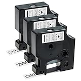 3 Stücke Etikettenband, Schriftbänder 45013 Kompatibel mit Dymo D1 Letratag 12mm x 7m Etiketten...