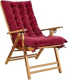 Chaiselongue-Auflage aus rotem Kristallsamt – dickes Hochlehnenkissen für den Außenbereich,...