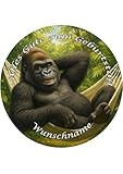 Tortenaufleger Wunschname, Affe, Lustig, Tortendeko, Cake Decoration Fondant, Ø 20cm, 0185A Top...
