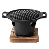 TOYANDONA Kleiner Indoor Holzkohlegrill mit Abnehmbarem Grillrost und Ölauffangplatte Kompakter Bbq...