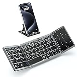 MoKo Faltbare Tastatur Bluetooth QWERTZ, Tragbar Tastatur Klappbar mit Touchpad & Ziffernblock,...