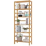 VIAGDO Bambusregal, Küchenregal, Badregal, Bücherregal, Standregal mit 6 verstellbaren Ablagen, 60...