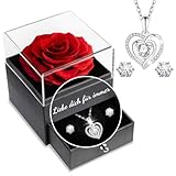 Yamonic Ewige Rose mit Kette 925 Sterling Silber,Infinity Rose Geschenke für Frauen,Herz Halskette...