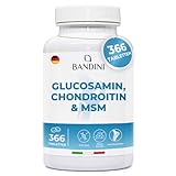 Bandini® Glucosamin Chondroitin MSM mit Vitamin C | 366 Tabletten, 6 Monate Vorrat | Für Knochen,...