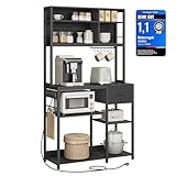 VASAGLE Küchenregal mit Steckdosen, Standregal, 40 x 100 x 180,4 cm, Backregal, verstellbare...