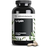 natural elements L-Lysin – 365 Kapseln – 800mg L-Lysin – Aus pflanzlicher Fermentation –...