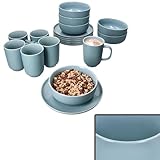 Ritzenhoff & Breker Jasper 18tlg Frühstücksset Graublau I Je 6x kleine Teller, Schalen 360ml &...