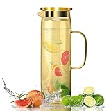 Glaskaraffe mit Deckel, Wasserkaraffe 1.5 Liter Auslaufsicher, Karaffe Glas Hitzebeständig für...