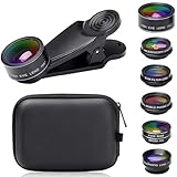 Severnier 7 in 1 Universelles Handy Objektiv Kit, 198° fisheye Lens, 0.63X Weitwinkel, 15X...
