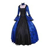 Kleid Gothic Damen Spitze Patchwork Trompetenärmel Lange ÄRmel Mittelalter Retro Palaststil Kleid...