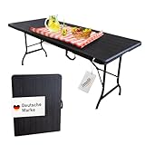 Lemodo Klapptisch in Holzoptik, Gartentisch klappbar 180 x 75 cm, Buffettisch bis 150 kg belastbar,...