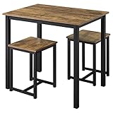 Yaheetech Bartisch-Set, Stehtisch mit 2 Barhockern, Bistrotisch Esstisch 90 x 60 x 75 cm,...