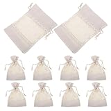 UKCOCO 10 Stück Kleine Transparente Beutel mit Kordelzug aus Canvas und Spitze Wiederverwendbare...