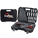 Kraftline® Werkzeugkoffer gefüllt 216-tlg, Werkzeug-Set Komplett bestückt für Heimwerker & Kfz,...