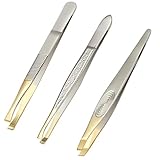 SHUBEIEUMI Pinzetten Set, 3-teiliges Präzisions Pinzettenset, Haar-Zupfpinzetten, Pinzette...