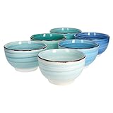 MamboCat Blue 6er Müsli-Schalen-Set blau I robuste Steingut-Schüsseln für 6 Personen I...