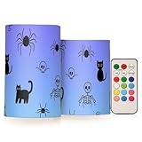 siphylline Halloween-Kerze mit schwarzer Katze, Spinne, Totenkopf, LED-Kerze mit Fernbedienung,...