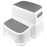 Maxentico Tritthocker Kinder 2 Stufen, Anti-Rutsch Hocker Kinder Bad, Abnehmbar Kinderhocker...