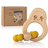 Avocado Beißring für Baby Natur Holz gelb - Kauspielzeug, Zahnen-Hilfe & Greifling mit...