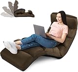 RELAX4LIFE Relaxliege, Bodenliege 5-Fach Einstellbar, Bodenstuhl Faltbar, Relaxsessel mit Kissen,...