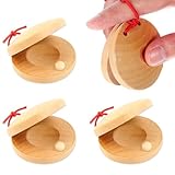 DWFEYOI 4 Stück Kastagnetten,Fingerkastagnetten,Kastagnetten aus Holz,Musikalisches...