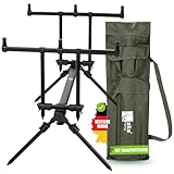 Zite Fishing Rod-Pod Rutenhalter 3 Ruten - Aluminium Rutenständer & Angel-Ständer mit Tasche zum...