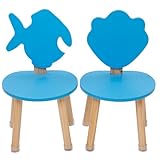 JIRAFFITY 2er-Set Kinderstühle – Kinderstuhl aus Holz mit Meeresdesign, abgerundeten Kanten und...