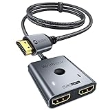 HDMI Switch 4K@60Hz, WARRKY HDMI Switcher 2 In 1 Out 【2K@144Hz, 1m Geflochtenes Kabel, HDCP 2.2】...