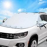 Frontscheibenabdeckung Auto, Abdeckung Windschutzscheibe Winter mit 10 Magnet Fixierung Faltbare...